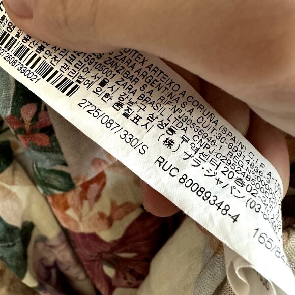 Zara Blogger Favorite Patchwork Linen Floral Mini Dress Multi - Picture 5 of 6